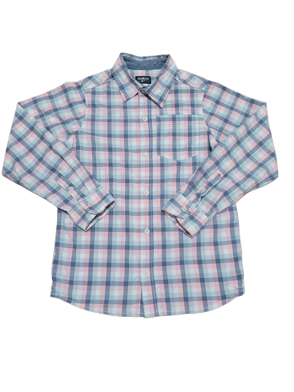 OshKosh B'gosh Pink Blue Plaid Button-Down Shirt